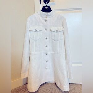 Chanel white tweed jacket dress 36